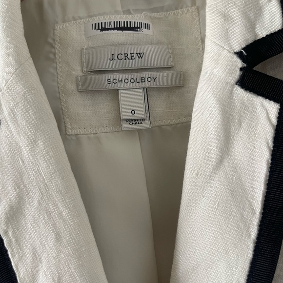 J. Crew | Ivory Schoolboy Linen Blazer Preppy Old Money Quiet Luxury Academia - Picture 3 of 5